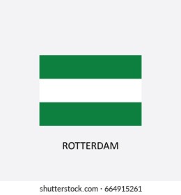 City Flag of Rotterdam - Province South Holland - Netherlands Vector Illustration