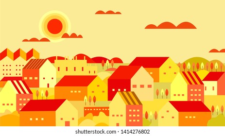 city flat background at afternoon