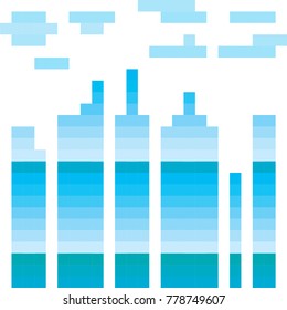 City Flat Blue Rectangle Town
