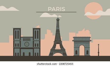 City flat illustration for card and postcard