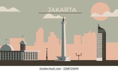 City flat illustration for card and postcard