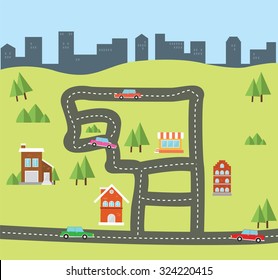 city flat from top view
