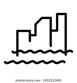 City flood level icon outline vector. Sea change. Global ocean