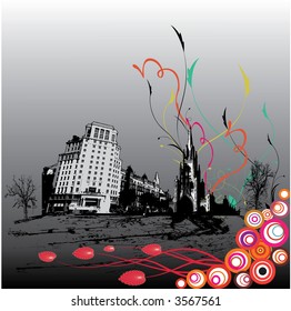 city floral vector