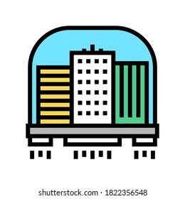 city flying color icon vector. city flying sign. isolated symbol illustration