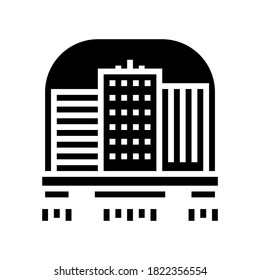 vector de icono de glifo volador de ciudad. señal de vuelo de la ciudad. símbolo de contorno aislado ilustración negra