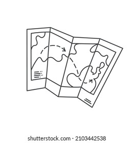 City folded map outline. Simple linear sketch vector illustration