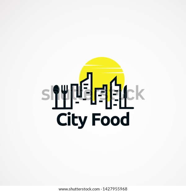 City Food Logo Designs Concept Sun Stock Vector Royalty Free