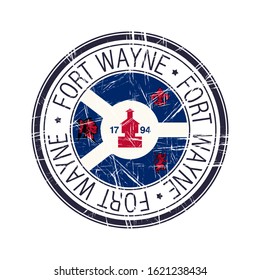 City of Fort Wayne, Indiana postal rubber stamp, vector object over white background