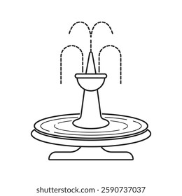 City fountain line icon vector illustration flat design 