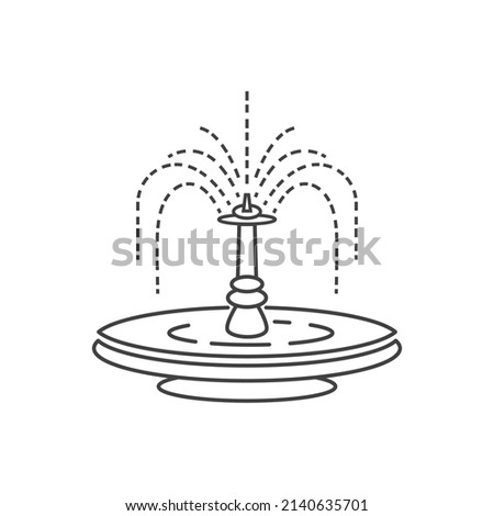 City fountain line icon vector flat design