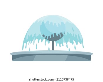 City fountain with water in flat style vector illustration