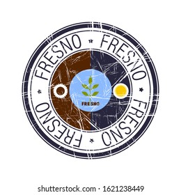 City of Fresno, California postal rubber stamp, vector object over white background