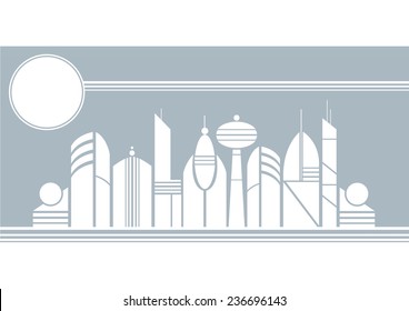 City of the Future .Flat home vector .City landscape banner.	