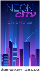 City of Future Neon Colorful Poster