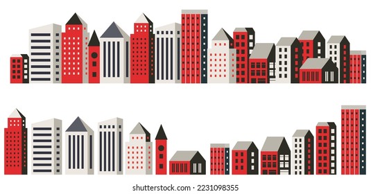 City future smart urban Isometric night lights architecture 3D illustration technology town street with a lot of building houses
