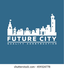 City Future vector stone logo design illustration art
