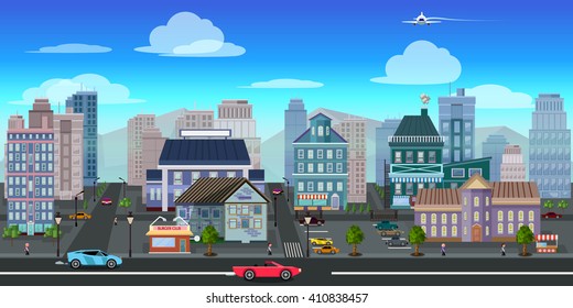 city game background 2d game application. Vector design. 