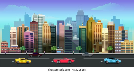 city game background 2d application. Vector design.