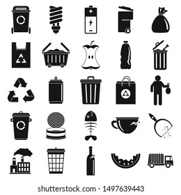 City garbage icons set. Simple set of city garbage vector icons for web design on white background