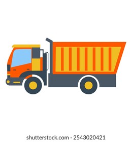 City garbage truck in flat design. Street cleaning municipal machine. Vector illustration isolated.