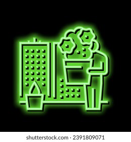 city gardening occupation neon light sign vector. city gardening occupation illustration