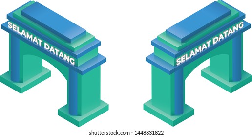 City Gateway (Asia) Isometric Design Vector