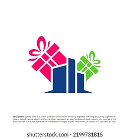 City Gift Logo Design Template. Gift City logo concept vector. Creative Icon Symbol