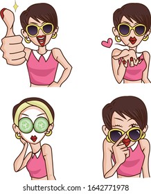 City Girl vector series 1, for presentations, stickers, contents, articles, etc. 