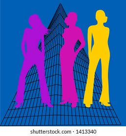 vector de niñas de la ciudad