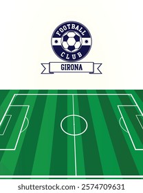 City of Girona, Spain football green field, Vector Illustration Abstract Editable image