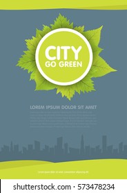 City Go Green Vector Flyer Template Illustration.