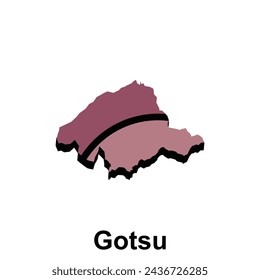 City of Gotsu Map with name of Gotsu, map of Japan illustration design template