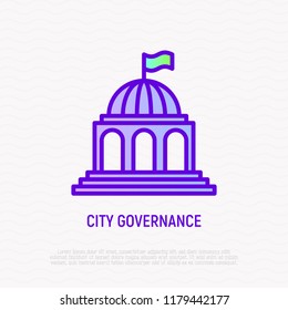 City governance thin line icon. Modern vector illustration of building.
