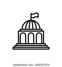 City government thin line icon. City hall, municipality. Modern vector illustration of building.