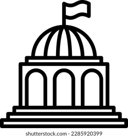 Icono de línea delgada del gobierno de la ciudad. Ayuntamiento, municipalidad. Ilustración vectorial moderna del edificio.