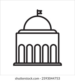 City government thin line icon. City hall, municipality. Modern vector illustration of building.