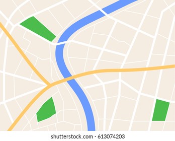 City GPS map background with river and roads 