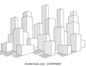 City graphic black white cityscape skyline sketch illustration vector 