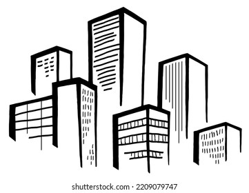 City graphic black white cityscape skyline sketch illustration vector 