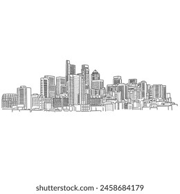 City graphic cityscape skyline Architecture Hand drawn Line art sketch illustration vector 