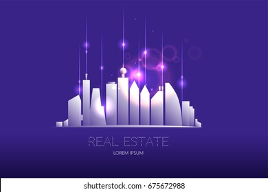City graphic composition with light effect design. the concept of investment. suitable use for background, banner, poster, brochure etc. vector illustration.