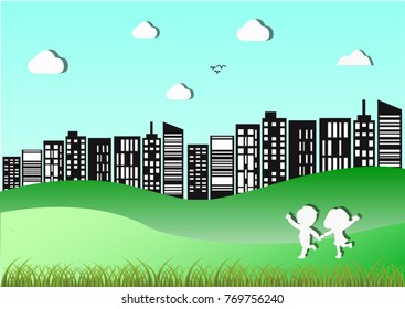 City green energy ecology concept for child.