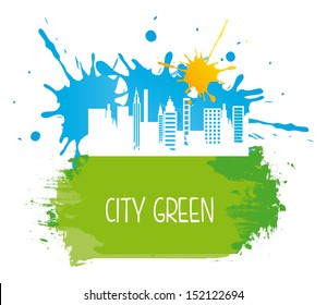 city green over white background vector illustration