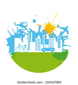 city green over white background vector illustration