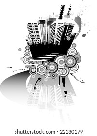 City grunge background. Vector illustration for design.