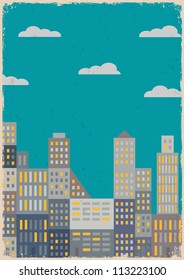 City in grunge style. Vector illustration