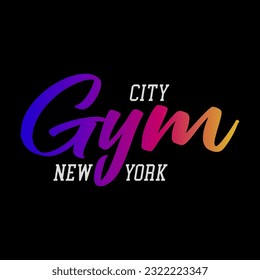 City gym New York gradient colorful, Graphic design print sports t-shirt fashion, illustration, vector, posters, cards, stickers, mug