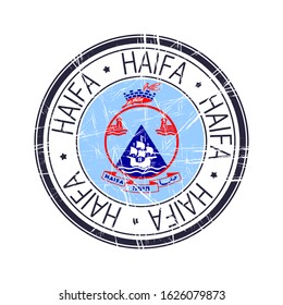 City of Haifa, Israel postal rubber stamp, vector object over white background