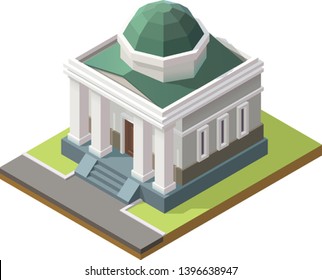 City Hall architecture public government building. Bank finance building illustration icon.